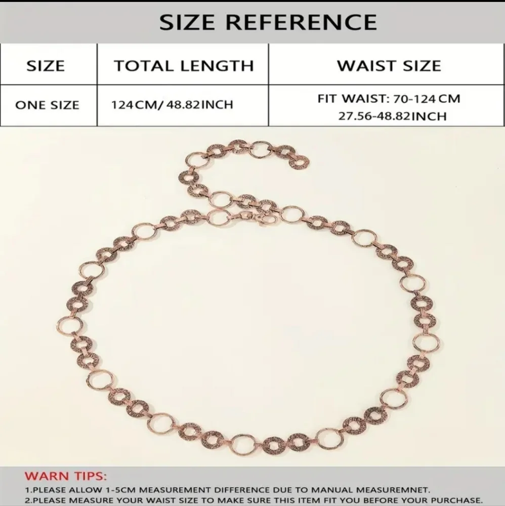 1pc Women's Adjustable Rose Gold Tone Metal Belt Stylish Accessory‎